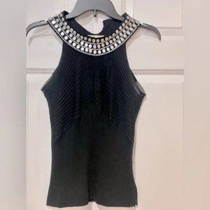 White House Black Market Silk Blend Top: Dressy Style w/Beaded Neckline Sz M*